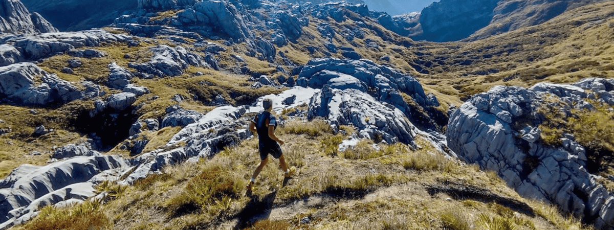 man hiking in la sportiva shoes