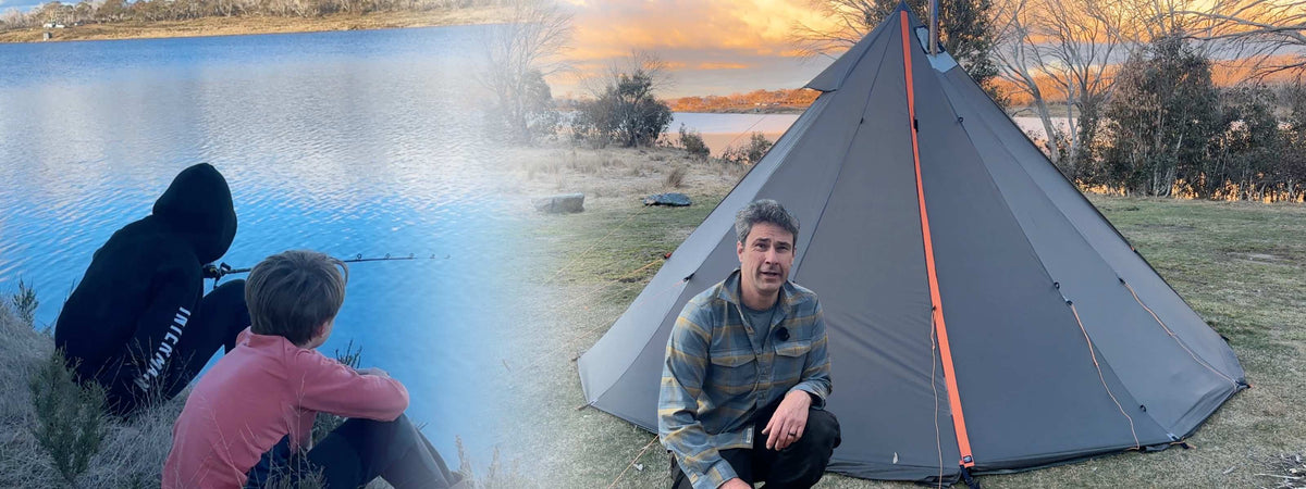 Tipi tent camping cooking and fishing