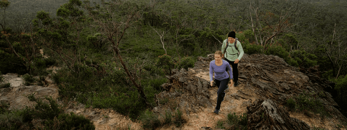 Hiking blue mountains australia with wilderness wear merino