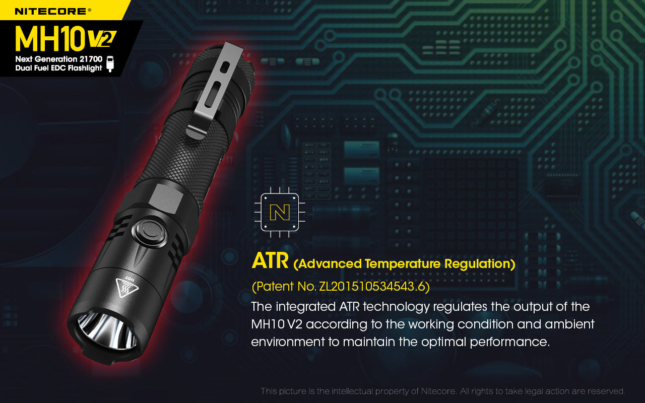 Nitecore MH10V2 EDC USB-C Rechargeable Torch 10