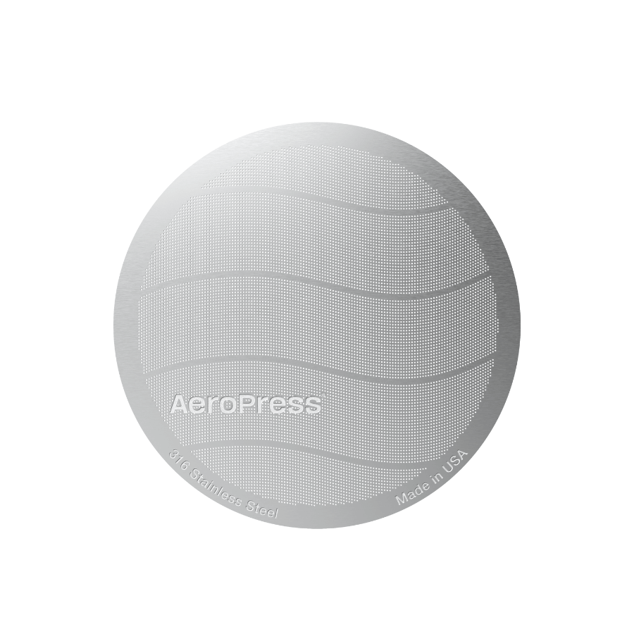 Aeropress Stainless Steel Coffee Filter on white background