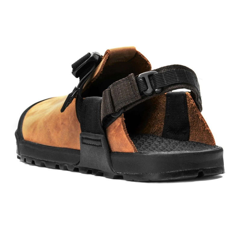 Bedrock sandals mountainclog in brown with a brown rear strap with vibram sole and g hook