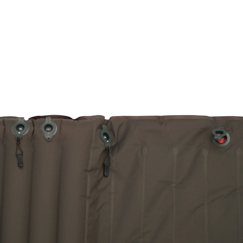 The bottom of the inflatable mattress with valves on a white background