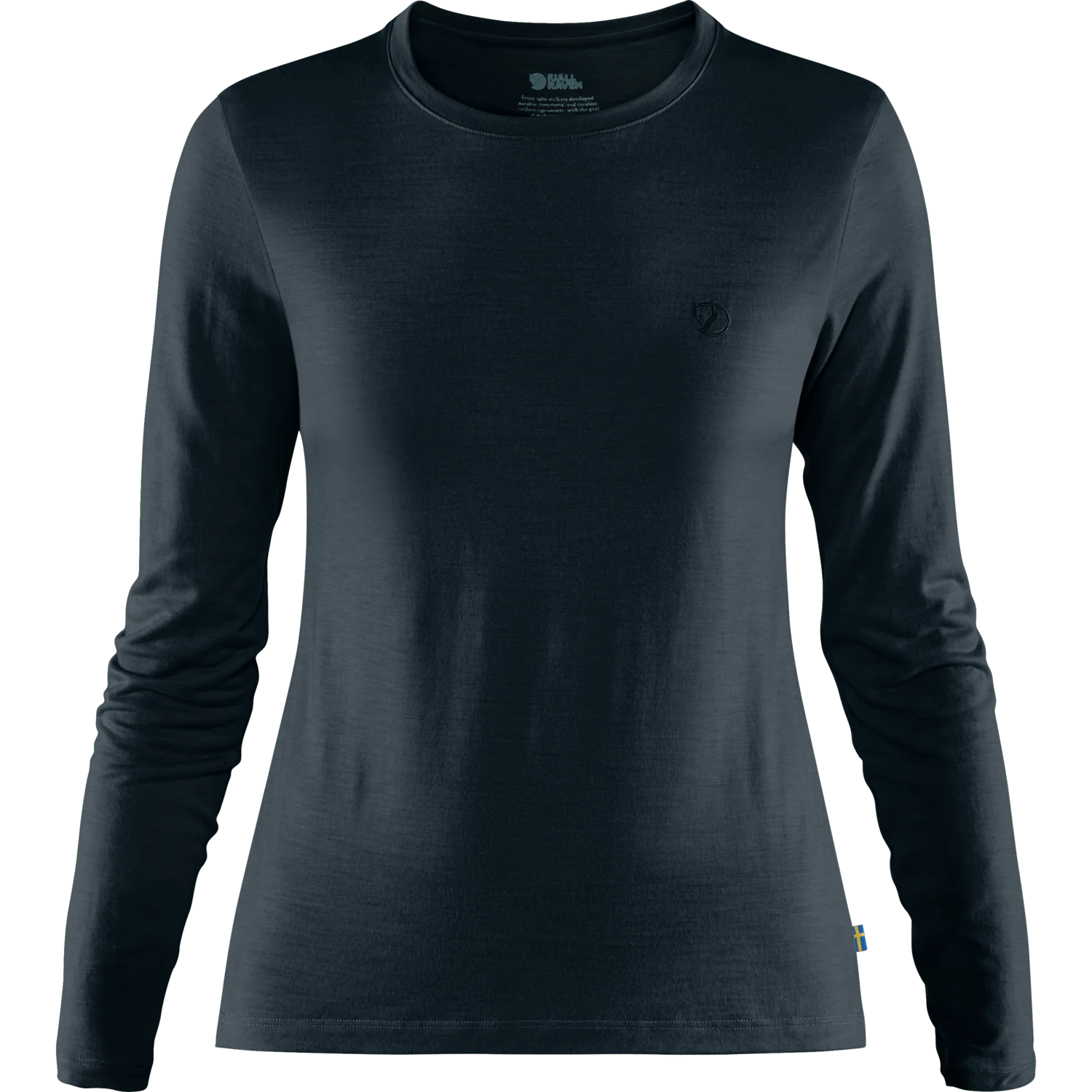 Navy long-sleeve shirt on a white background