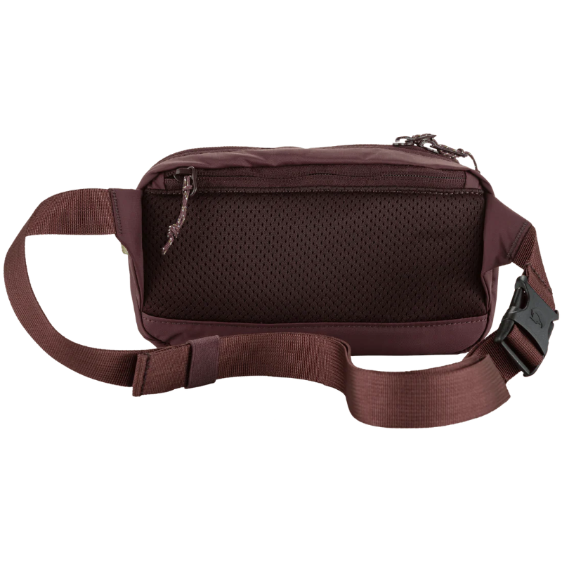 Burgundy waist bag on a white background