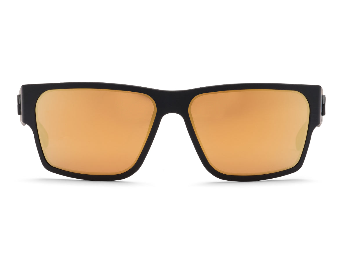 Black glasses with orange lenses