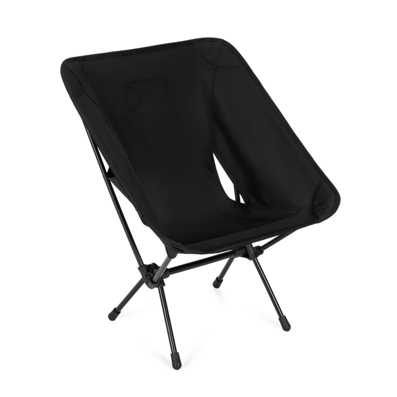 Black folding chair on a white background