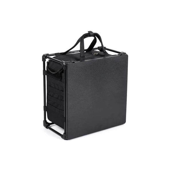 Black folding Table with handle on a white background