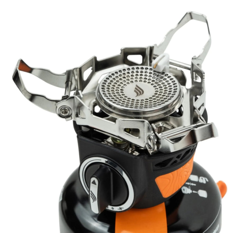 Portable camping stove with a visible brand logo on a white background