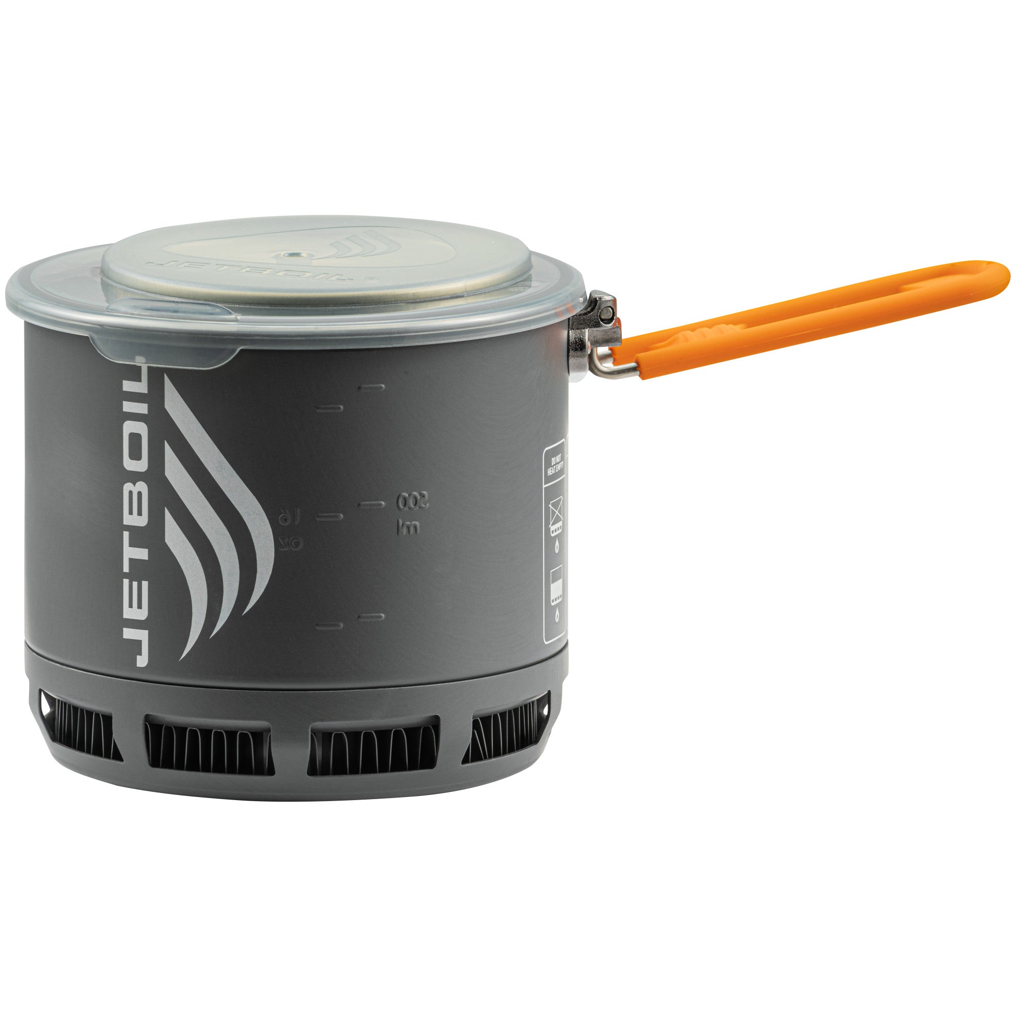 Jetboil Stash Cooking System with lid on and handle extended