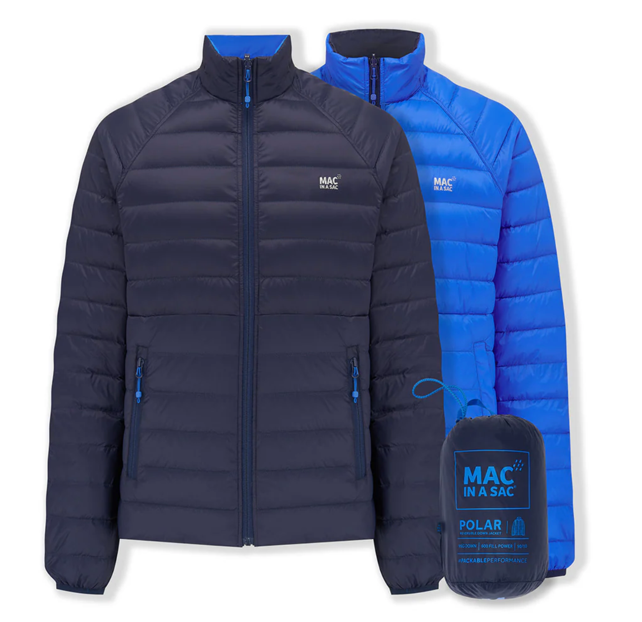 Mac in a Sac Polar Mens Reversible Down Jacket Navy Saxe Blue 1