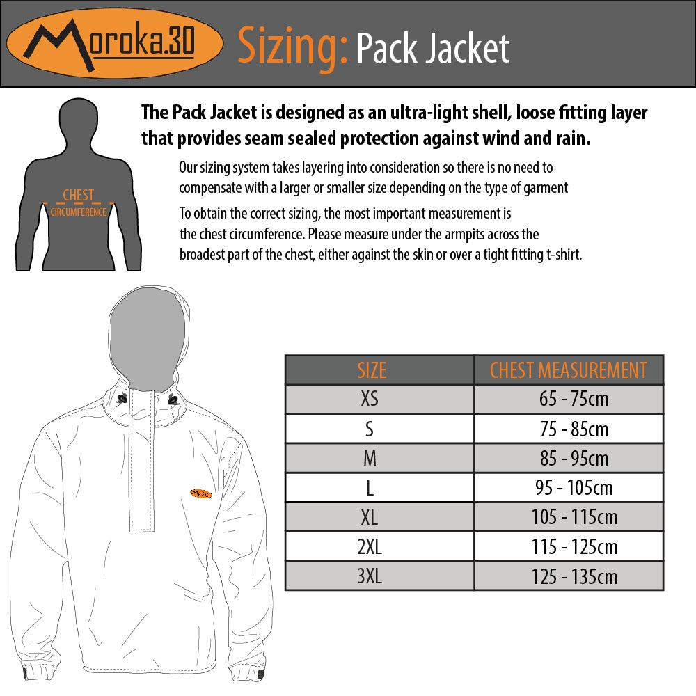 Moroka 30 Pack Jacket Sizing Chart 11