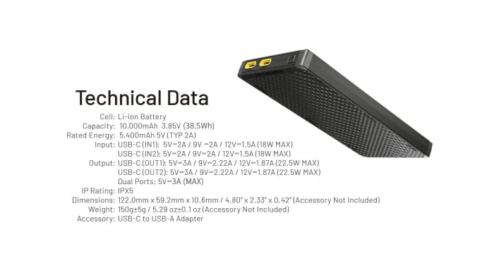 Nitecore NB10000 Gen 3 Ultra Thin Power Bank
