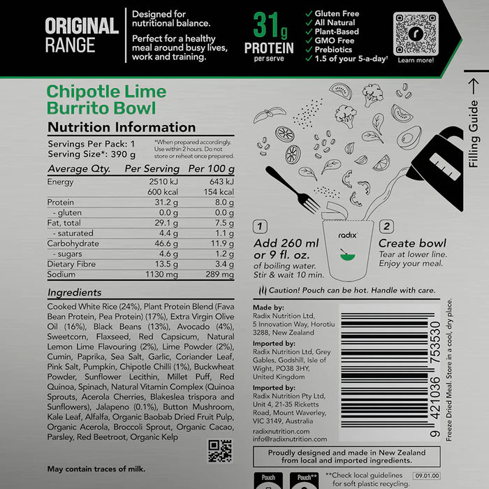 Radix Nutrition Original Meals V9 600 Kcal