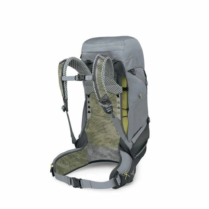 Gray hiking backpack on a white background