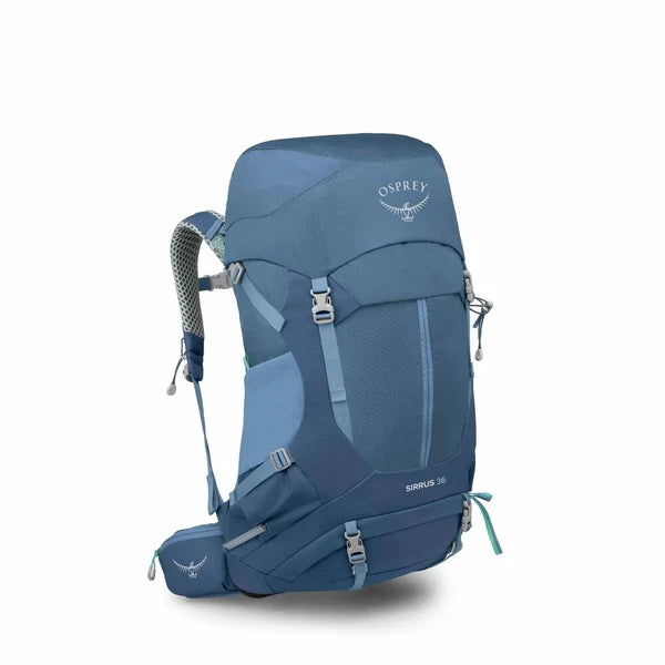 Blue Osprey backpack on a white background