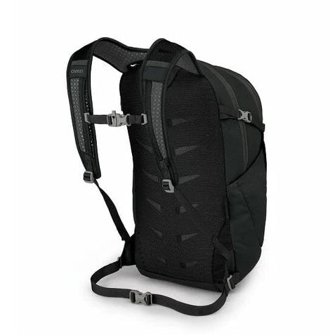 Black backpack on a white background