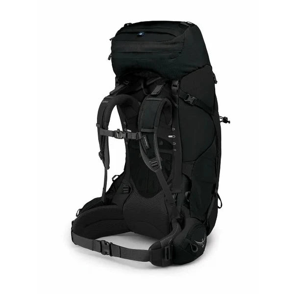 Black hiking backpack on a white background