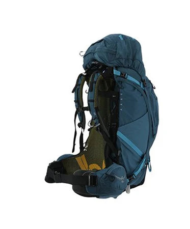 Blue hiking backpack on a white background