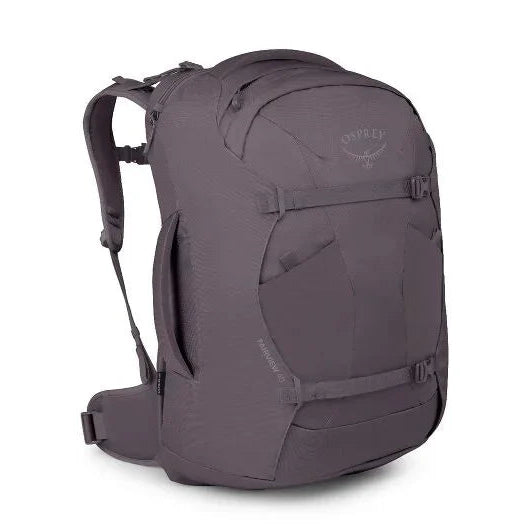 Gray backpack on a white background