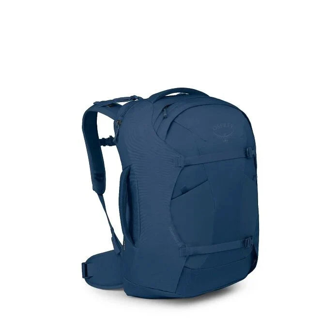 Blue backpack on a white background