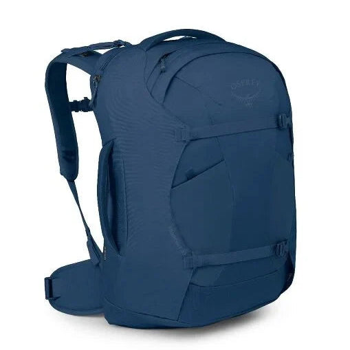 Blue backpack on a white background