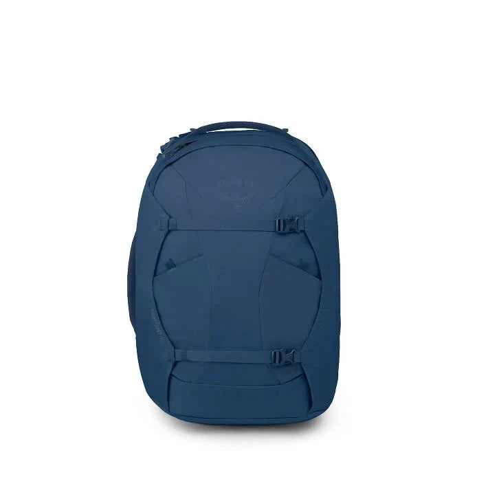 Blue backpack on a white background