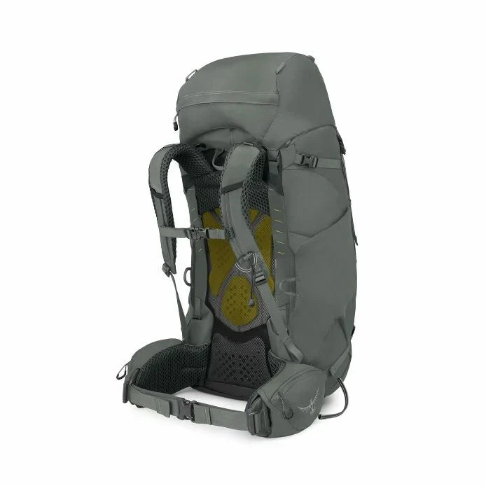 Gray hiking backpack on a white background