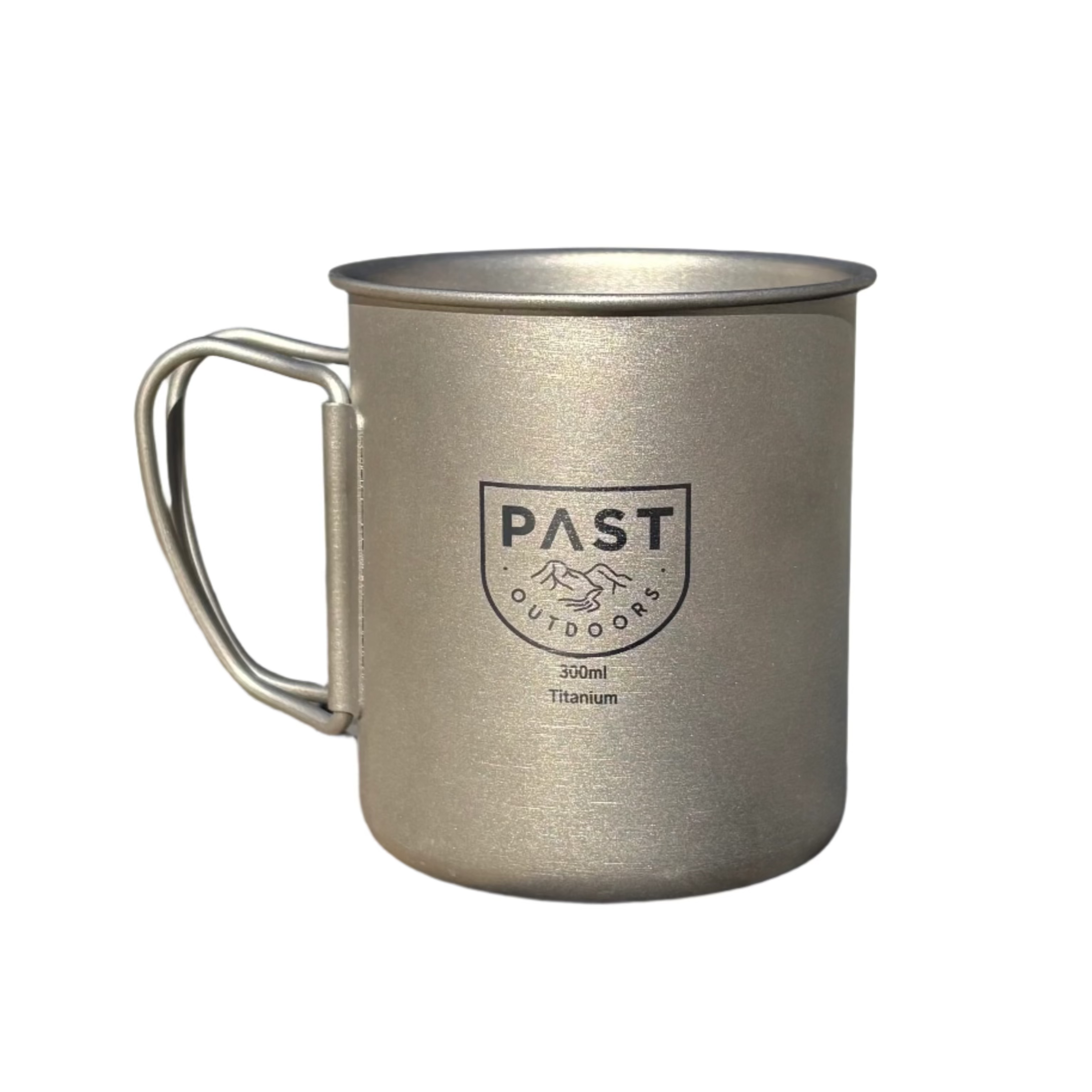 Metal mug with 'PAST Outdoors' logo