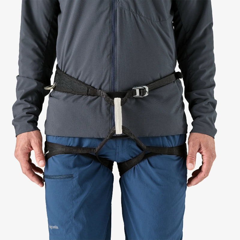 Patagonia Men's Nano-Air® Ultralight Full-Zip Hoody worn with a harness