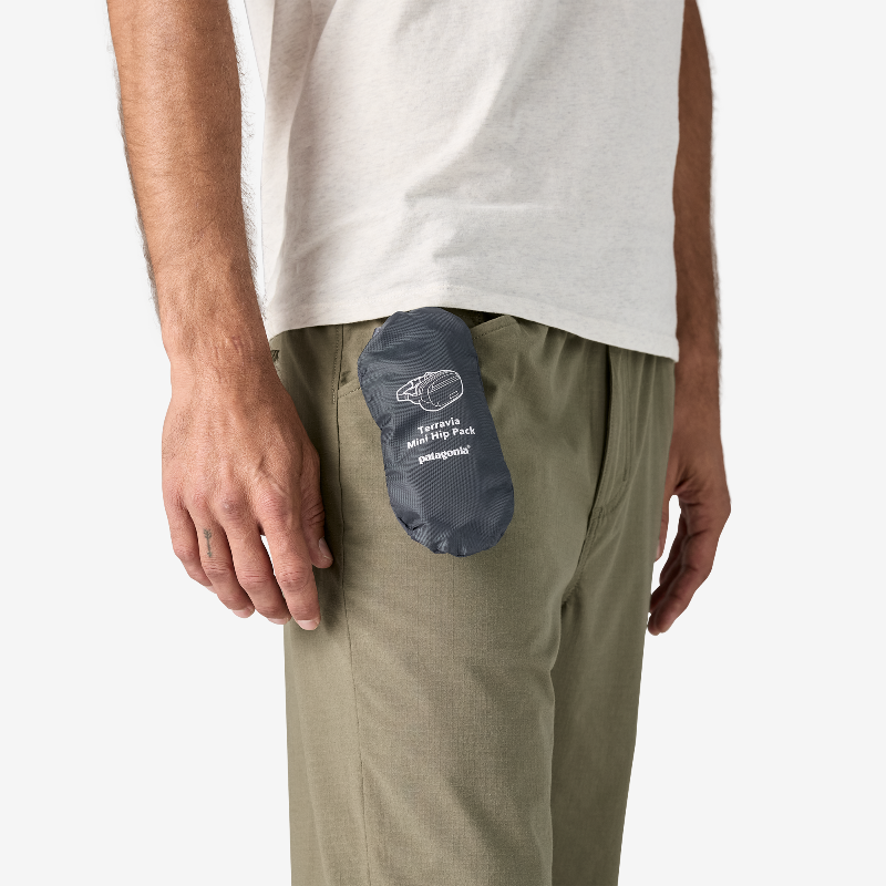 Patagonia Terravia Mini Hip Pack 1L packed away and stored in a pocket