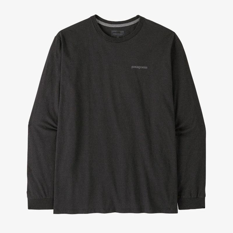 Front of the Patagonia mens Long Sleeved Flying Fish Responsibili Tee in ink black