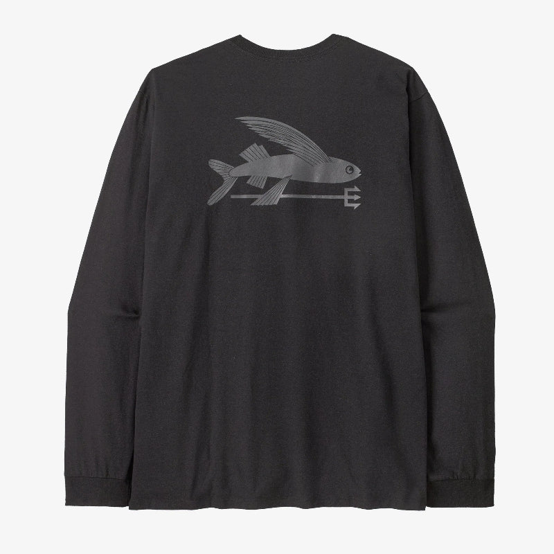 Patagonia mens Long Sleeved Flying Fish Responsibili Tee Back with fish graphic
