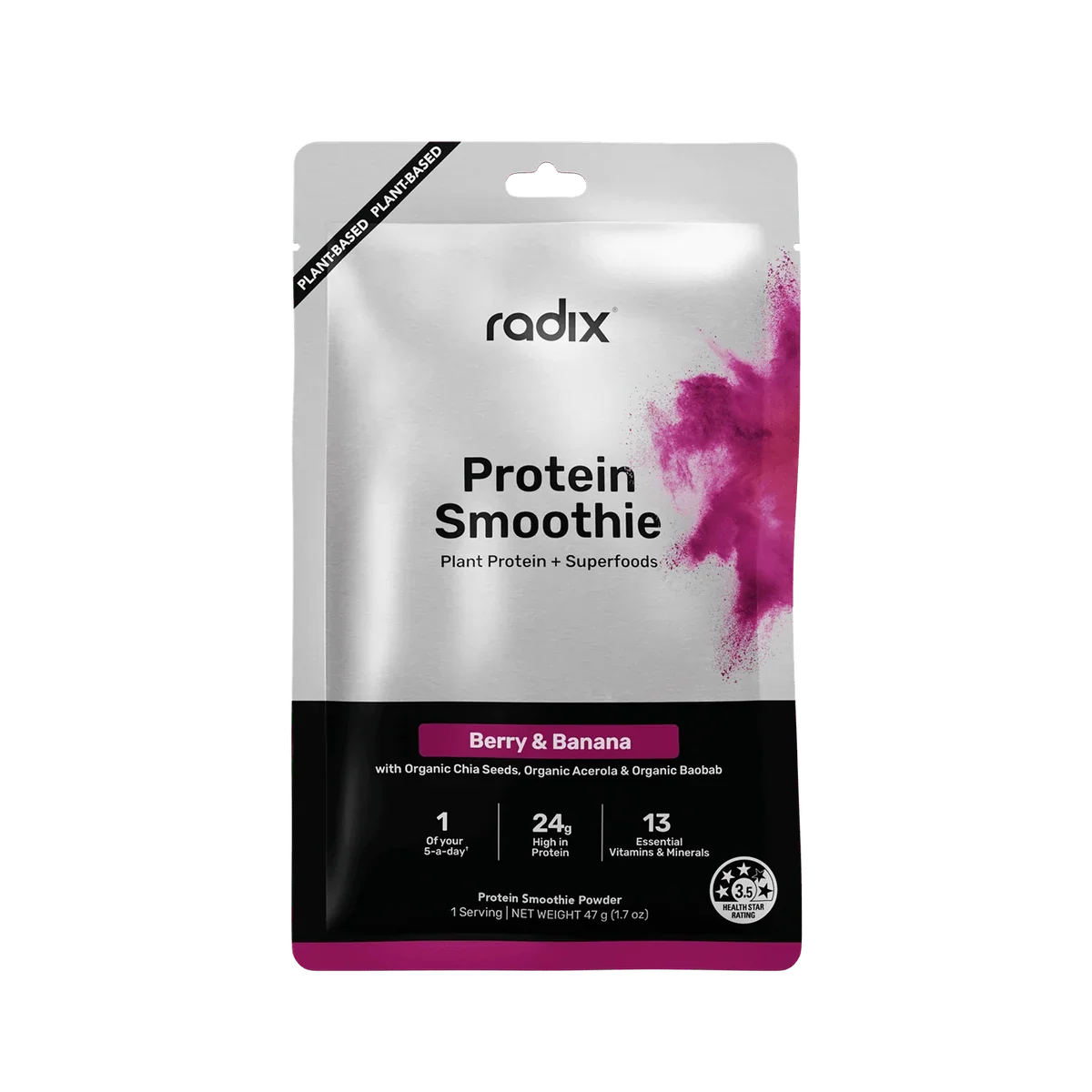 Radix Nutrition Plant Protein Smoothie - Berry and Banana Single Serve 2