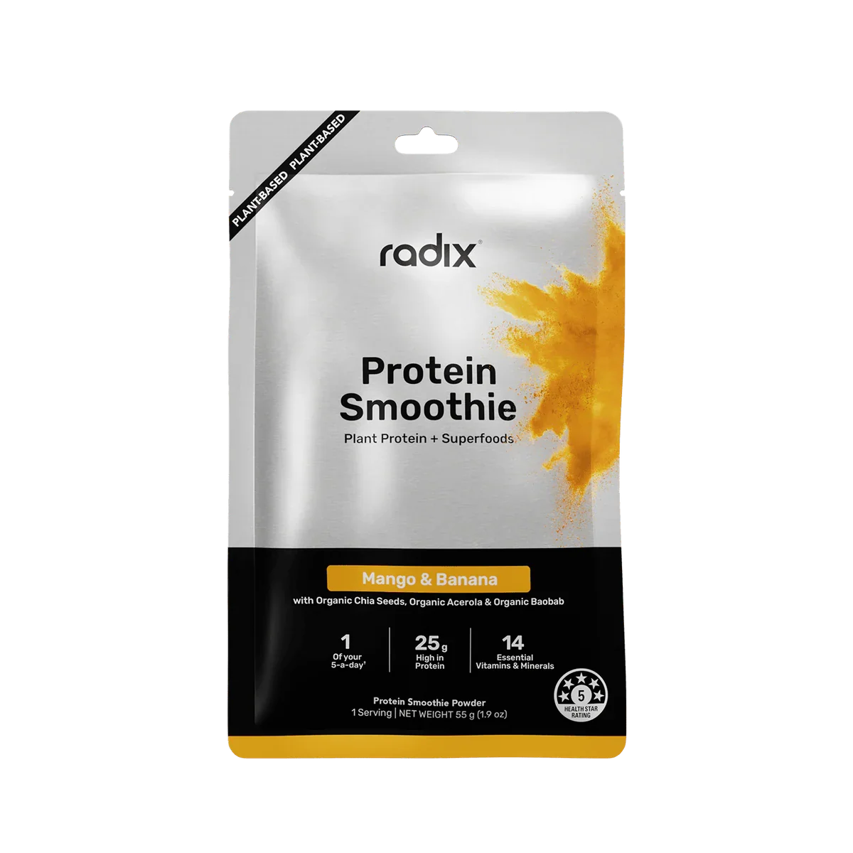 Radix Nutrition Plant Protein Smoothie - Mango and Banana Single Serve 3