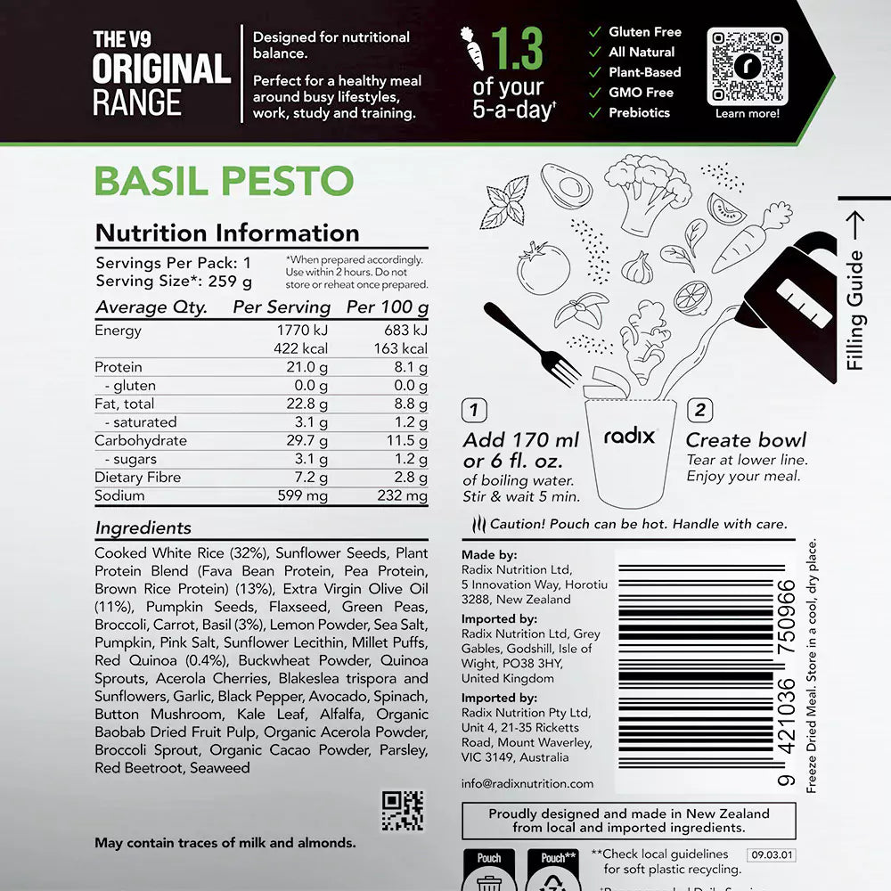 Radix Nutrition Original Meals v9 400 Kcal