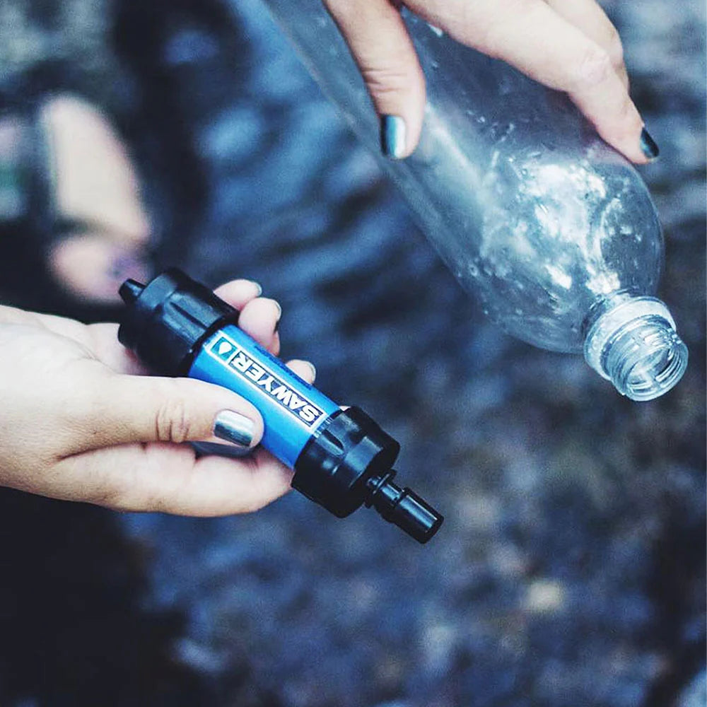Sawyer Mini Water Filter Blue in use
