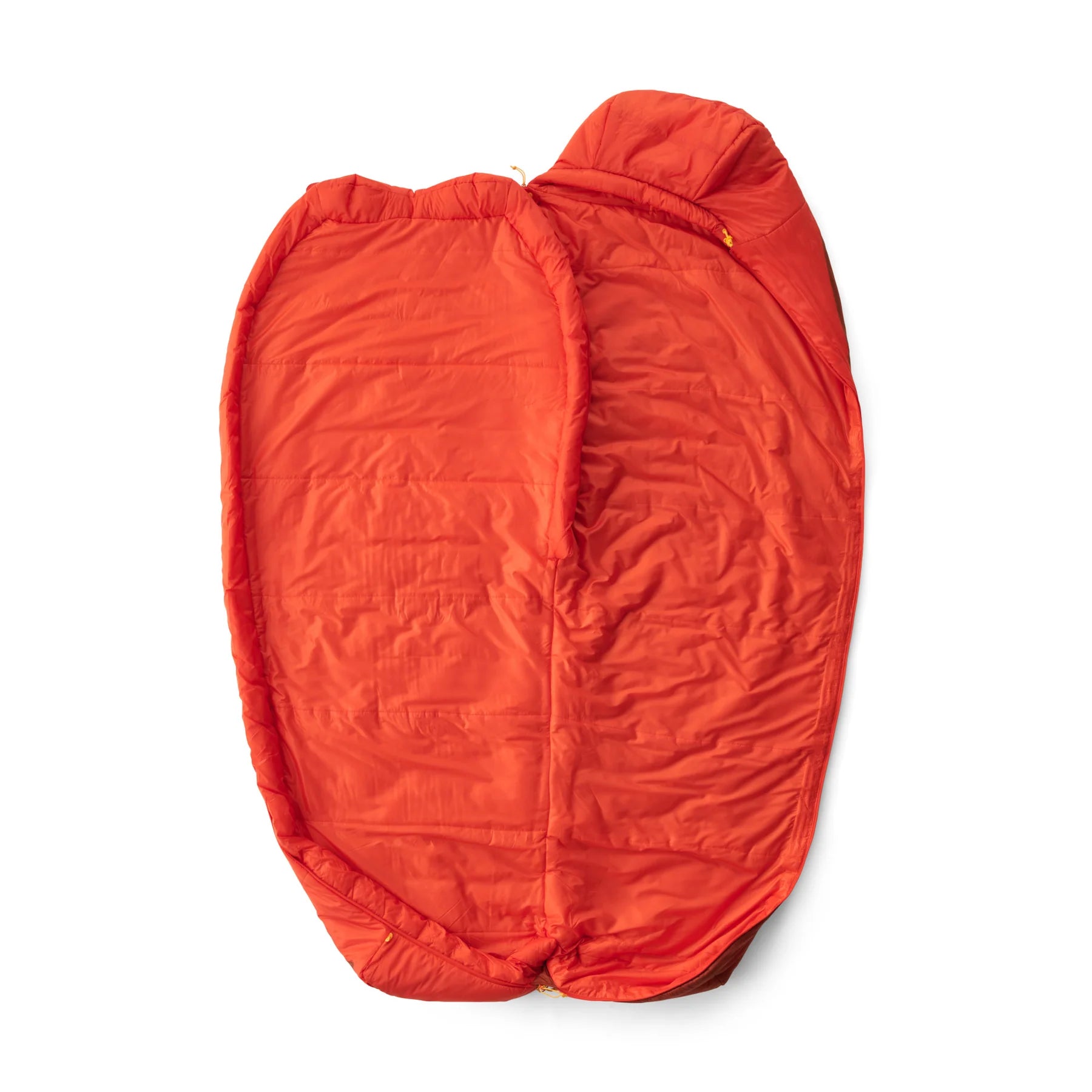 Orange sleeping bag on a white background