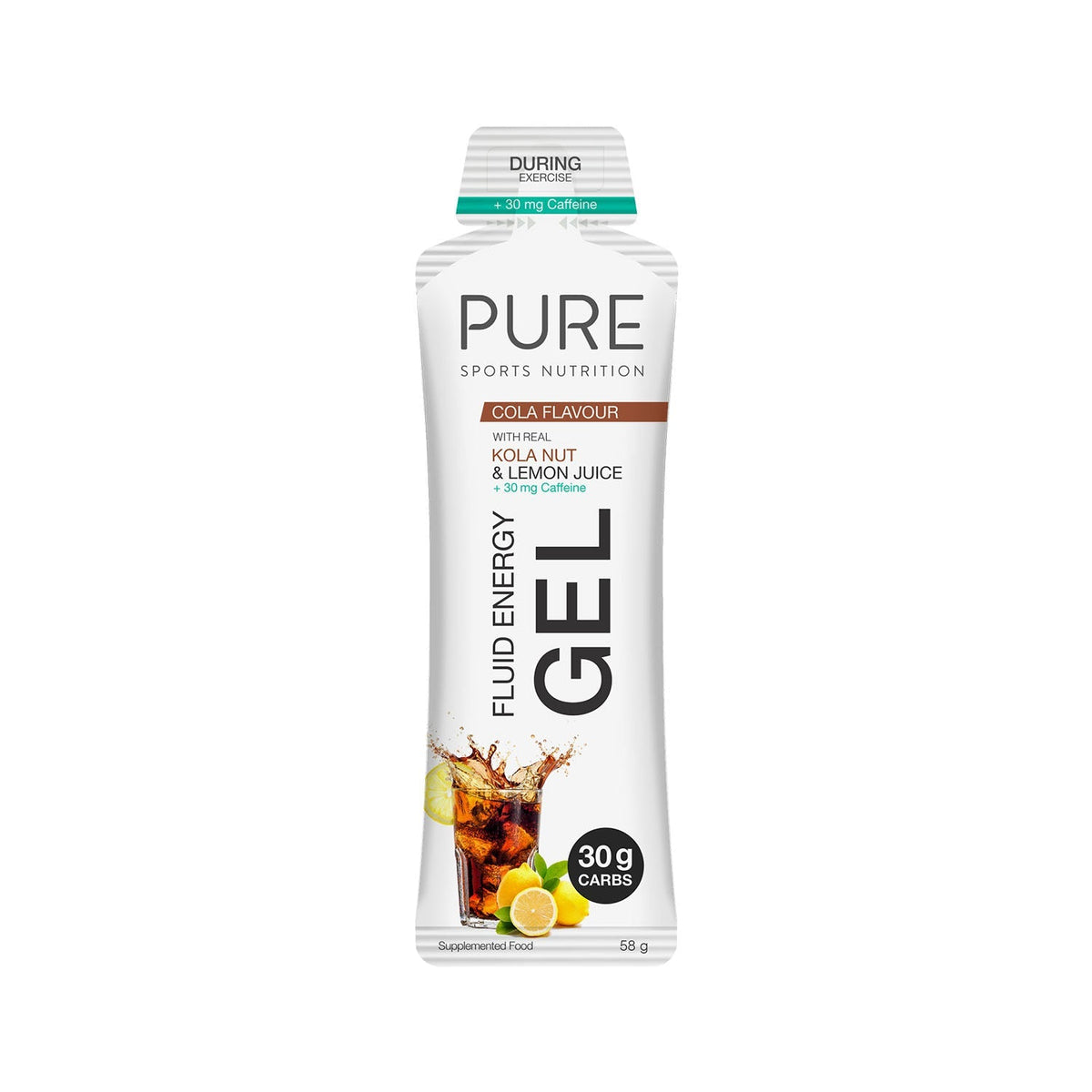 PURE Fluid Energy Gel Box of 8 - Cola + Caffeine