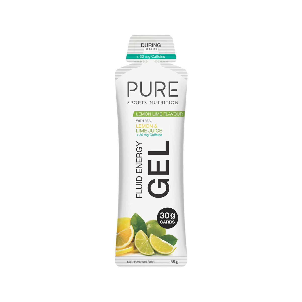 PURE Fluid Energy Gel Box of 18 - Lemon Lime + Caffeine
