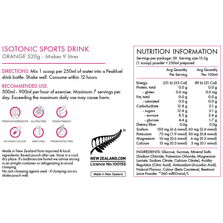 PeakFuel Isotonic Sports Drink Powder 520G - ORANGE