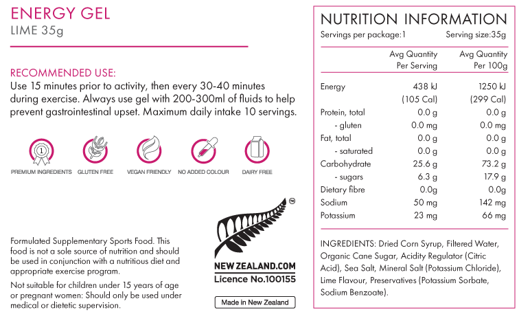 PeakFuel Lime 35g Energy Gels - Box of 5