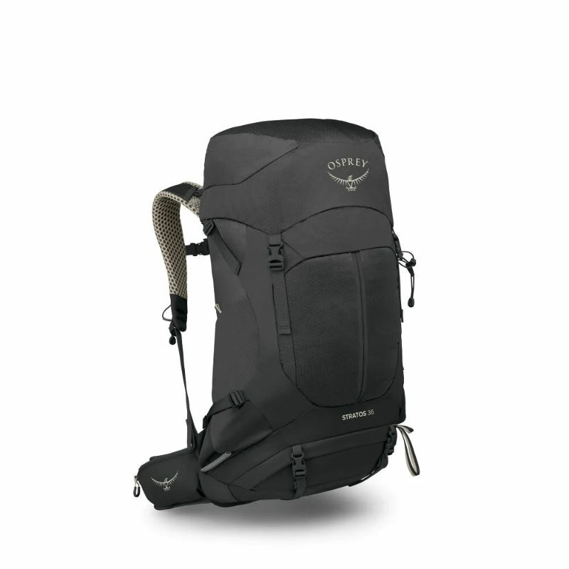 Black Osprey Mens 36l hiking backpack on a white background
