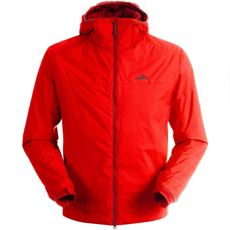 Red jacket with a brand logo on a white background