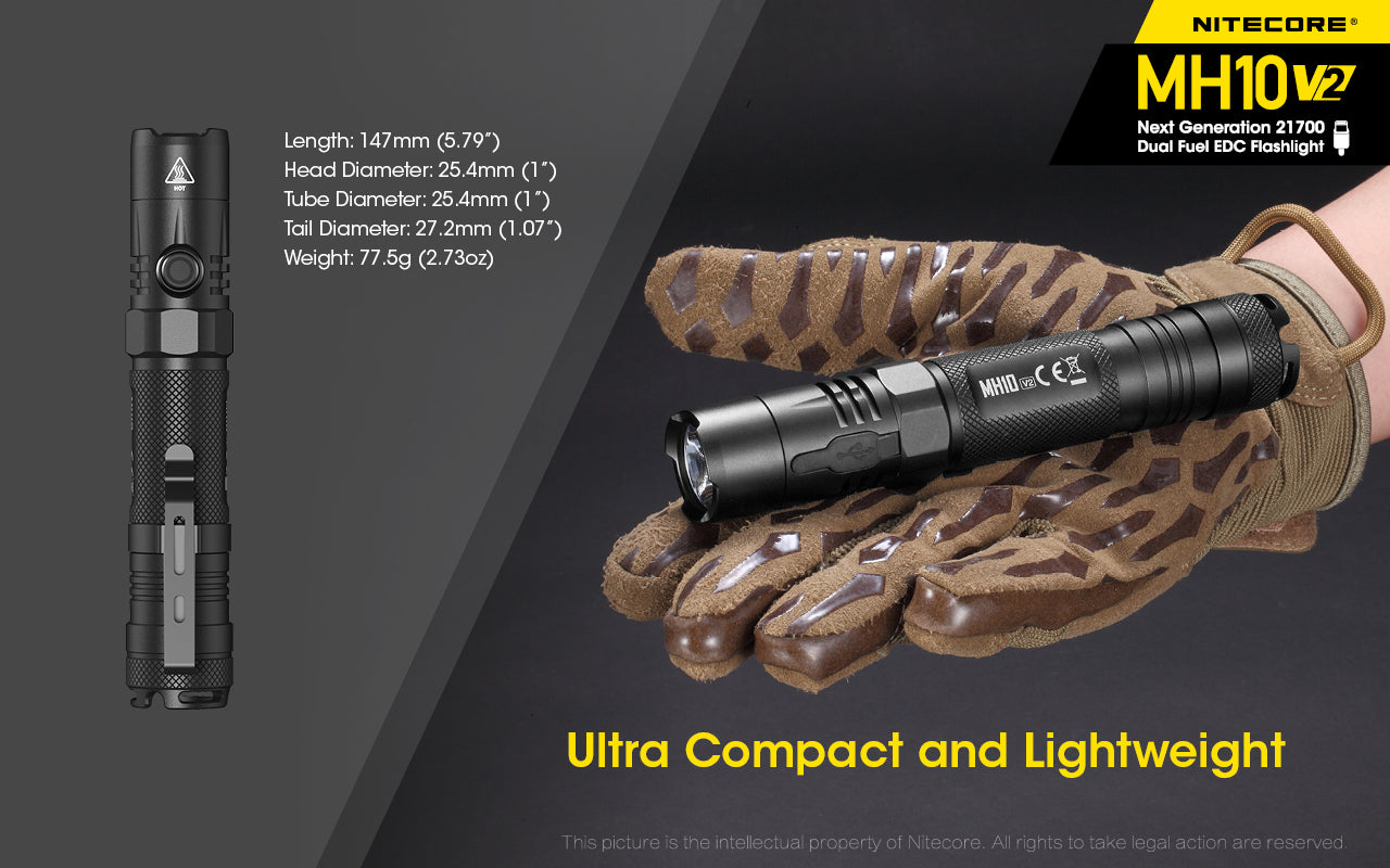 Nitecore MH10V2 EDC USB-C Rechargeable Torch