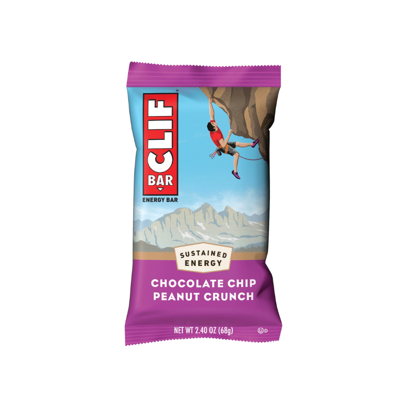 Chocolate Chip Peanut Crunch Clif Bar Clif Bar on a white background