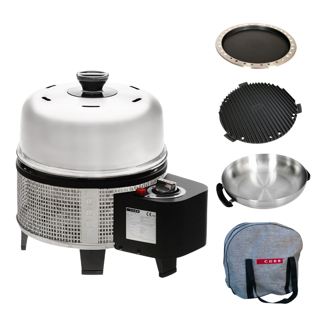 Cobb Grill Combo with fry pan Griddle and wok on a white background