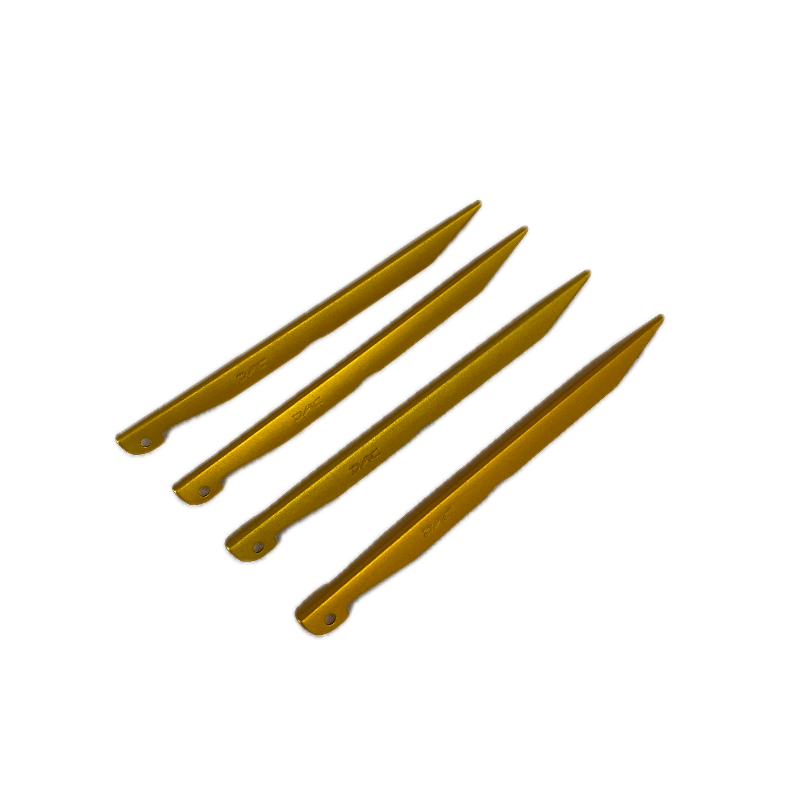 Set of four yellow tools on a white background
