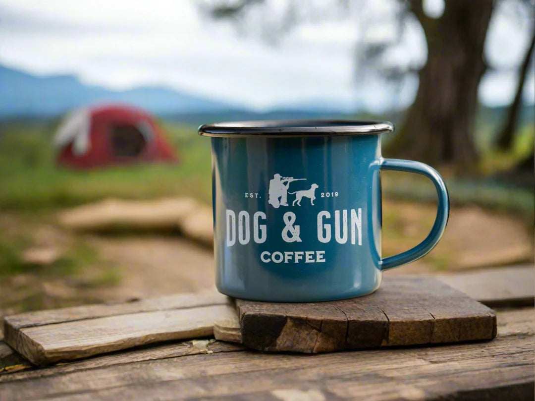 Dog and Gun Enamel Mug