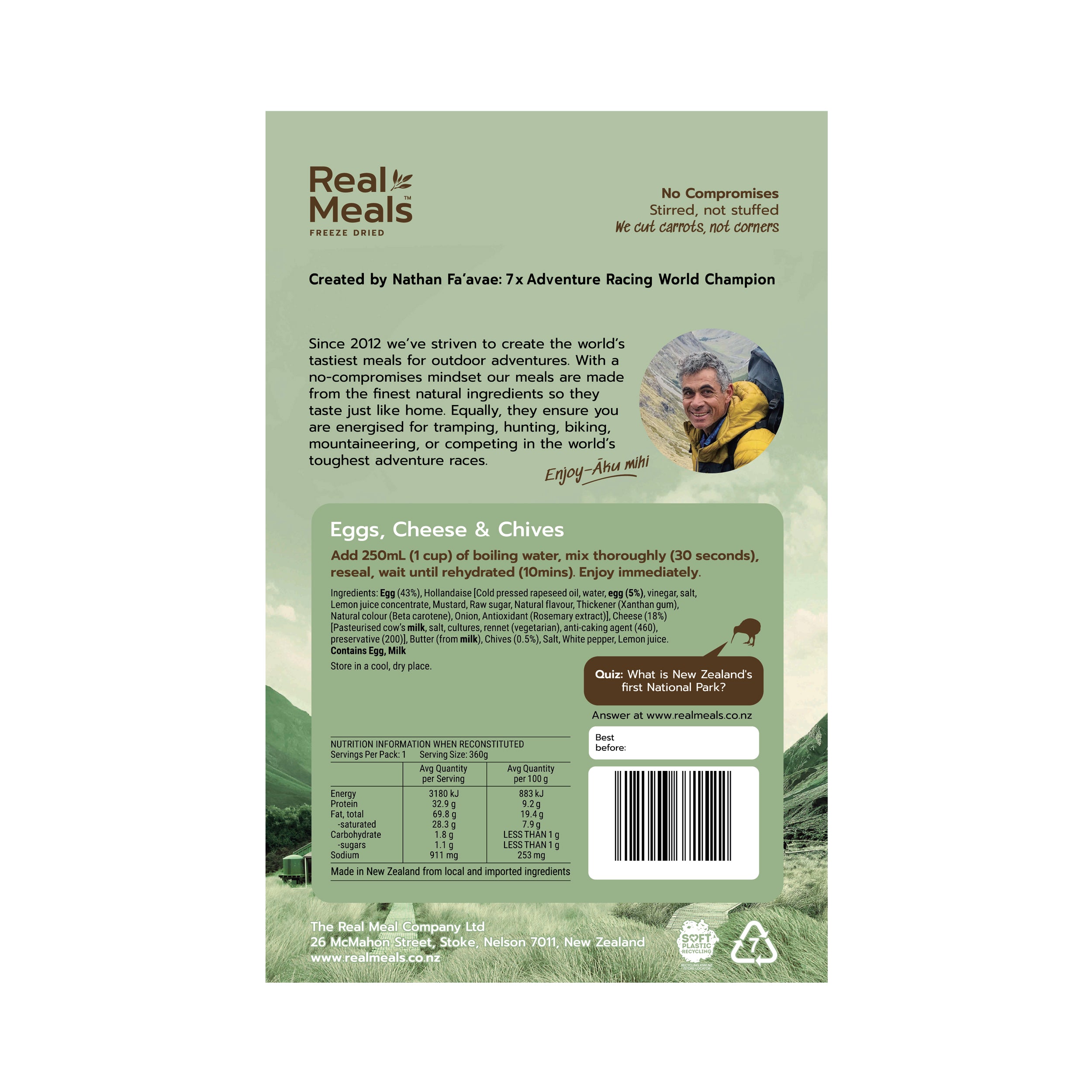 Real Meals Eggs, Cheese and Chives Freeze Dried Meal